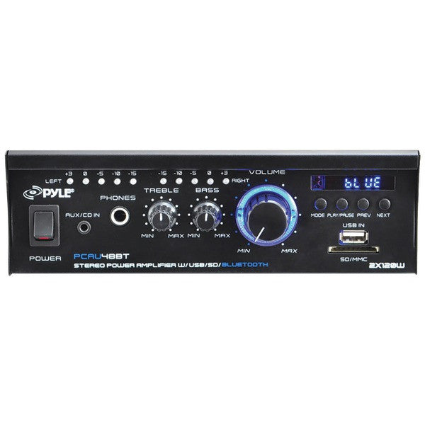 PYLE HOME PCAU48BT 120-Watt Mini Blue Series Bluetooth(R) Stereo Power Amp