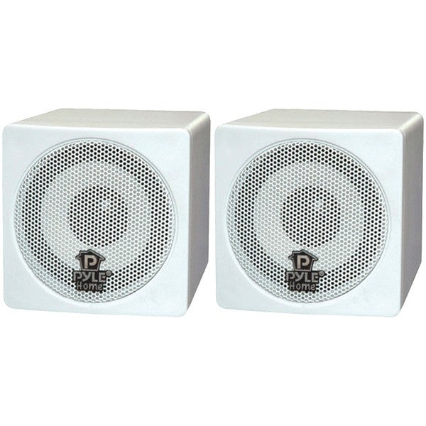 PYLE HOME PCB3WT 3" 100-Watt Mini-Cube Bookshelf Speakers (White)