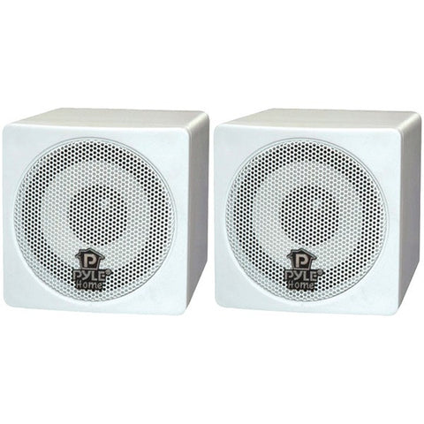 PYLE HOME PCB3WT 3" 100-Watt Mini-Cube Bookshelf Speakers (White)
