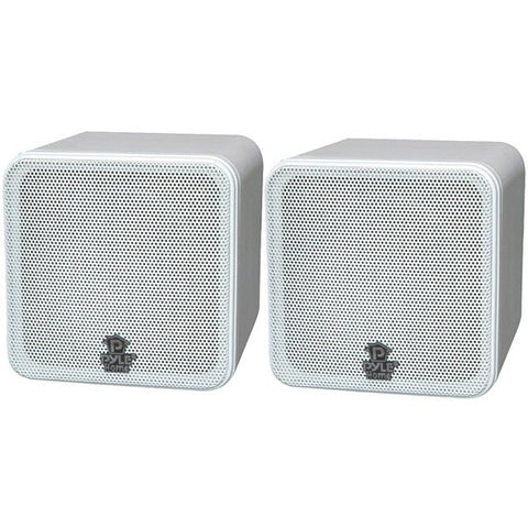 PYLE HOME PCB4WT 4" 200-Watt Mini-Cube Bookshelf Speakers (White)