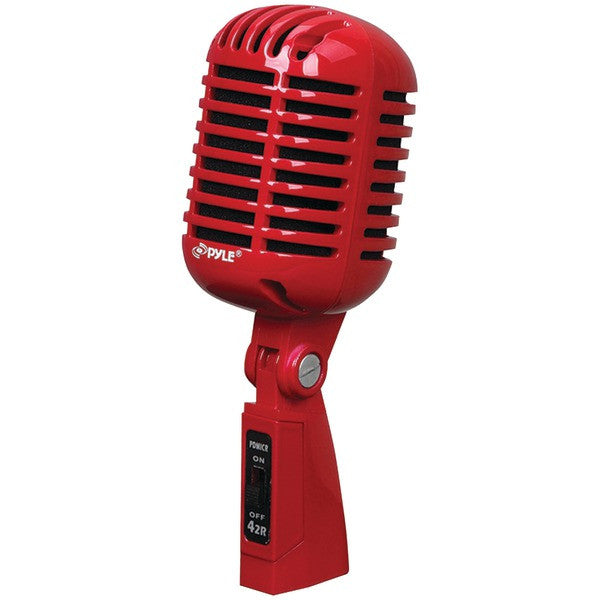 PYLE PRO PDMICR42R Classic Retro-Style Dynamic Vocal Microphone (Red)