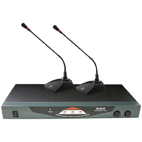 PYLE PRO PDWM2150 Professional Dual Tabletop VHF Wireless Microphone System