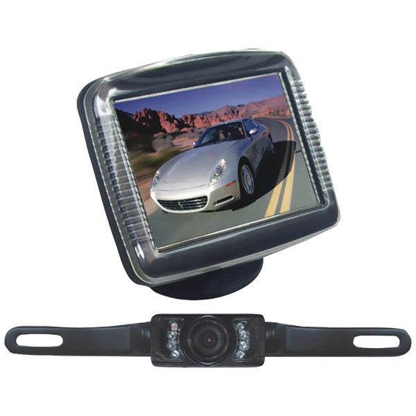 PYLE PRO PLCM36 3.5" Slim TFT LCD Universal Mount Monitor System with License Plate Mount & Backup Camera