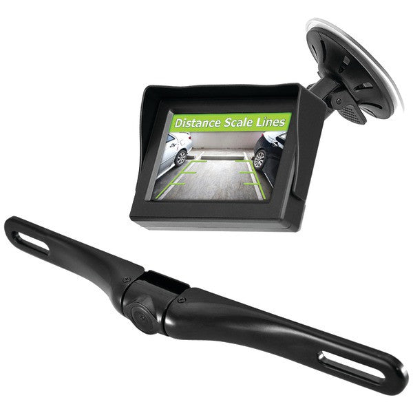 PYLE PRO PLCM4350WIR Wireless Backup Parking-Assist System with License Plate Camera, 4.3" Monitor & Wireless Adapters