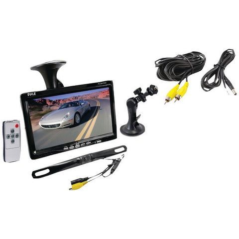 PYLE PRO PLCM7500 7" Window Suction-Mount LCD Widescreen Monitor & License Plate Mount Backup Color Camera with Distance-Scale Line