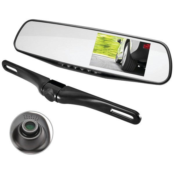 PYLE PRO PLCMDVR45 HD Rearview Mirror Monitor & Dual-Camera System with Built-in Distance-Scale Lines & Parking Assist