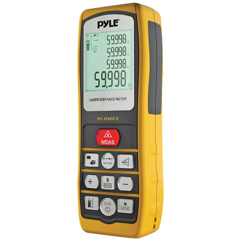 PYLE PRO PLDM22 Handheld Laser Distance Meter with Backlit LCD Display, Direct-Indirect, Volume & Area Measuring (195ft)