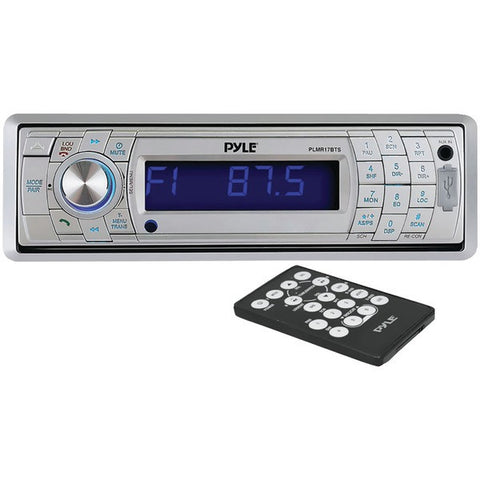 PYLE PRO PLMR17BTS Marine Single-DIN In-Dash Mechless AM-FM Receiver with Detachable Face & Bluetooth(R) (Silver)