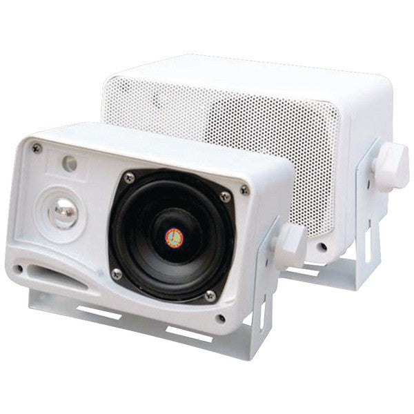 PYLE PRO PLMR24 Hydra Series 3.5" 200-Watt 3-Way Weatherproof Mini-Box Speaker System (White)