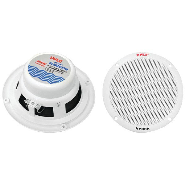 PYLE PRO PLMR605W 6.5" 400-Watt Dual-Cone Marine Speakers (White)