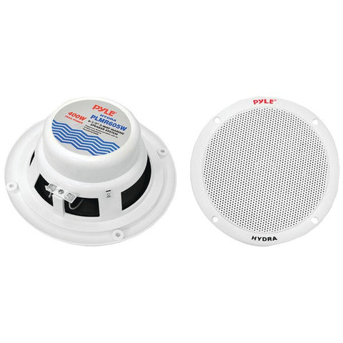 PYLE PRO PLMR605W 6.5" 400-Watt Dual-Cone Marine Speakers (White)