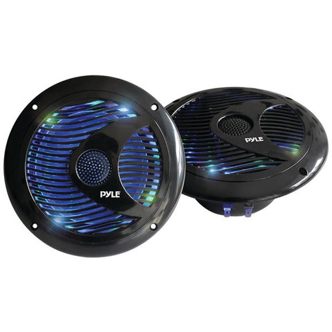 PYLE PRO PLMR6LEB Hydra Series 6.5" 150-Watt Dual-Cone Waterproof Marine-Grade Speakers with Programmable Multicolor LED Lights (Black)