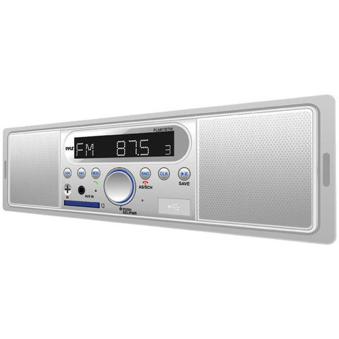 PYLE PRO PLMR7BTW Marine Single-DIN In-Dash Mechless Marine AM-FM Receiver with Built-in Speakers & Bluetooth(R)