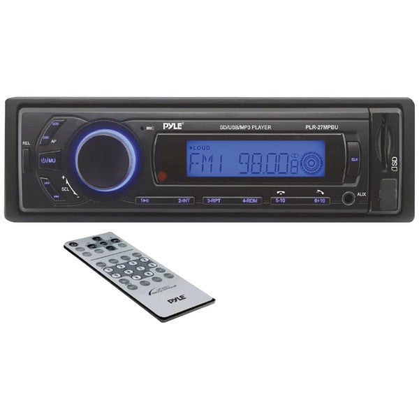 PYLE PRO PLR27MPBU Single-DIN In-Dash Mechless AM-FM Receiver with Bluetooth(R)