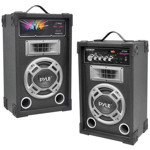 PYLE PRO PSUFM835A Dual 800-Watt Disco Jam Powered 2-Way PA Speaker System with Auxiliary Jack