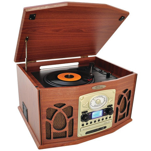 PYLE HOME PTCDS7UBTBW Bluetooth(R) Retro Vintage Classic Style Turntable Vinyl Record Players with Vinyl to MP3 Recording (Wood)