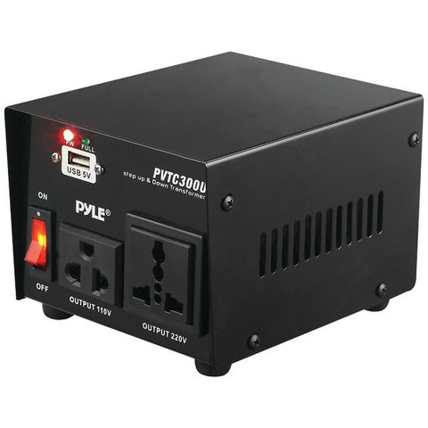 PYLE PRO PVTC300U Step Up & Down Voltage Converter Transformer with USB Charging Port (300 Watt)