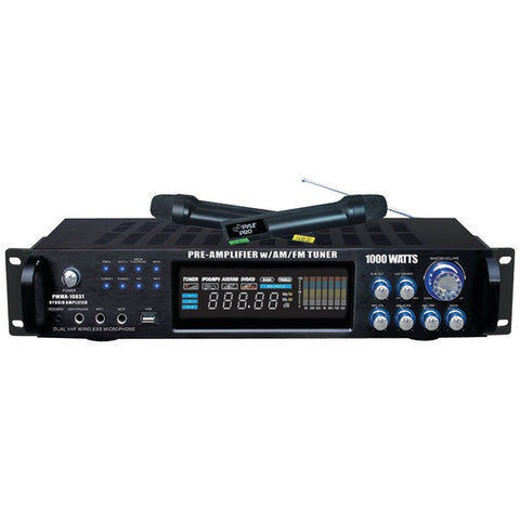 PYLE PRO PWMA1003T 1,000-Watt Hybrid Preamp & Wireless Microphone System