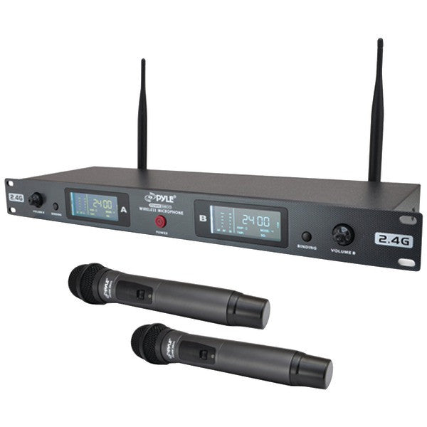 PYLE PDWM3800 Rack-Mount Dual 2.4G Wireless Handheld Microphone System