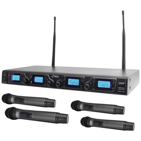 PYLE PDWM4360U Wireless Microphone System, UHF Quad Channel