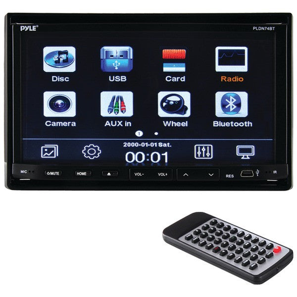 PYLE PRO PLDN74BT 7" Double-DIN In-Dash LCD Motorized Slide-down Touchscreen DVD Receiver with Bluetooth(R)