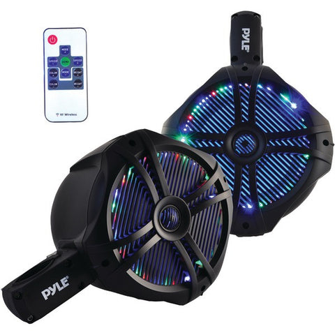 PYLE PRO PLMRWB85LEB Hydra Series 2-Way Wakeboard Speakers with Programmable LED Lights (8")