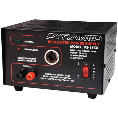 PYRAMID PS15KX 10-Amp 13.8-Volt Power Supply with Car-Charger Adapter
