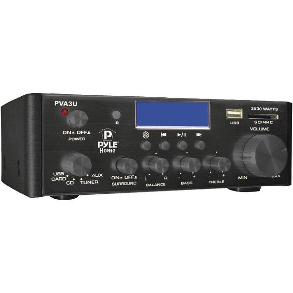 PYLE HOME PVA3U 60-Watt Hi-Fi Mini Amp with USB-SD(TM) Card Player