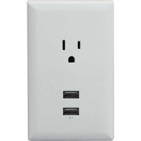 RCA WP2UWR USB Wall Plate with 2 USB Ports (White)