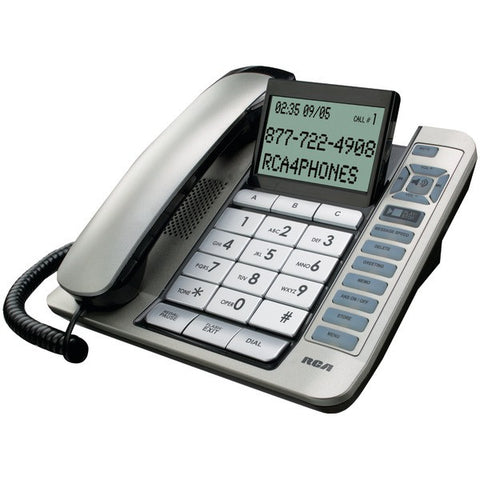 RCA 1114-1BSGA Corded Desktop Phone with Caller ID & Digital Answering System (Silver)