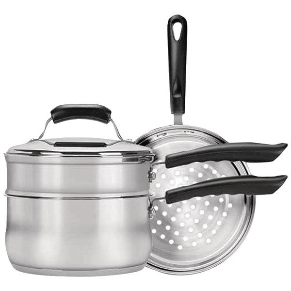 RANGE KLEEN CW2011 Basics 3-Quart Saucepan with Double Boiler-Steamer Insert Set