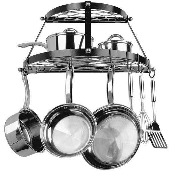 RANGE KLEEN CW6002R Double-Shelf Wall-Mount Pot Rack (Black)