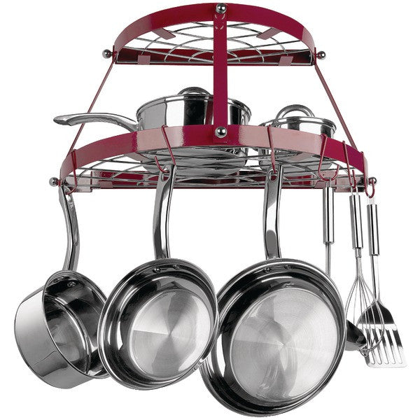 RANGE KLEEN CW6003R Double-Shelf Wall-Mount Pot Rack (Red)