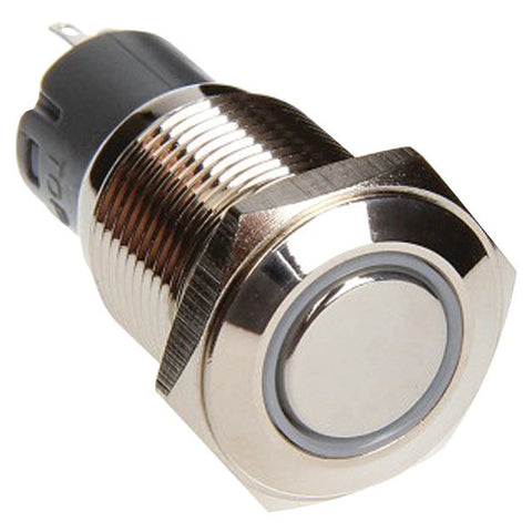 RACE SPORT RS-2P16MM-LEDW 16mm Chrome 2-Position On-off Switch (White)
