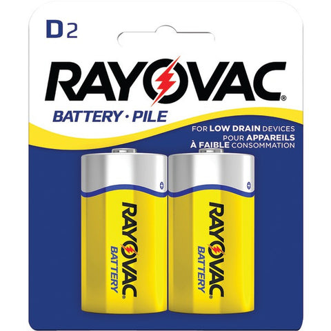 RAYOVAC 6D-2BF Heavy-Duty Carded D Batteries, 2 pk