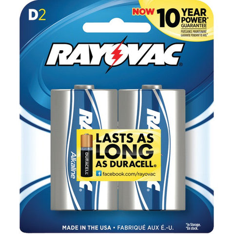 RAYOVAC 813-2F Alkaline Batteries (D; 2 pk)