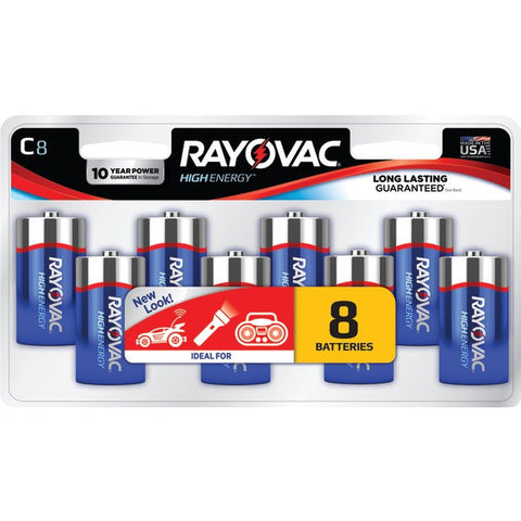 RAYOVAC 814-8LJ Alkaline Batteries, 8 pk (C)