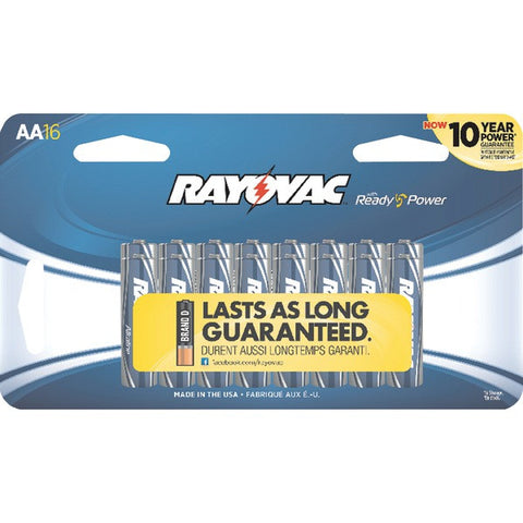 RAYOVAC 815-16SCF Alkaline Batteries, Carded (AA; 16 pk)