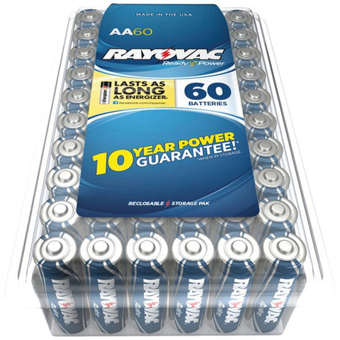 RAYOVAC 815-60PPF Alkaline Batteries Reclosable Pro Pack (AA, 60 pk)