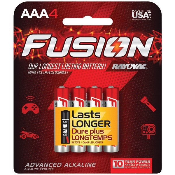 RAYOVAC 824-4TFUS FUSION Long-Lasting Alkaline Batteries (AAA, 4 pk)