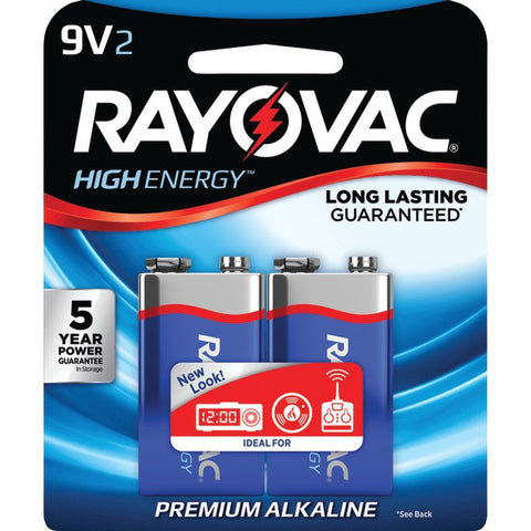 RAYOVAC A1604-2J 9-Volt Alkaline Batteries, 2 pk