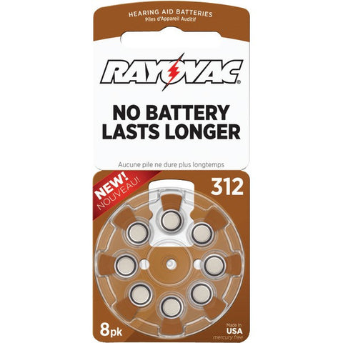 RAYOVAC L312ZA-8ZMB Hearing Aid Batteries, 8 pk (Size 312)