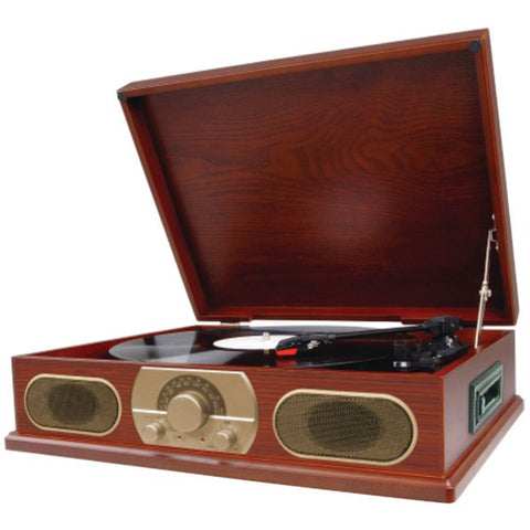 STUDEBAKER SB6052 Wooden Turntable with AM-FM Radio & Cassette Player