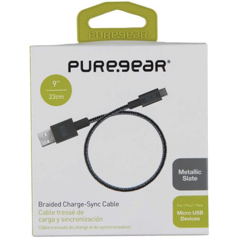 Puregear 11665VRP 9" Round Charge & Sync Cable for Micro USB Devices (Slate)