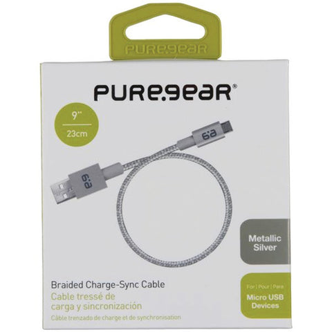 Puregear 11667VRP 9" Round Charge & Sync Cable for Micro USB Devices (Silver)
