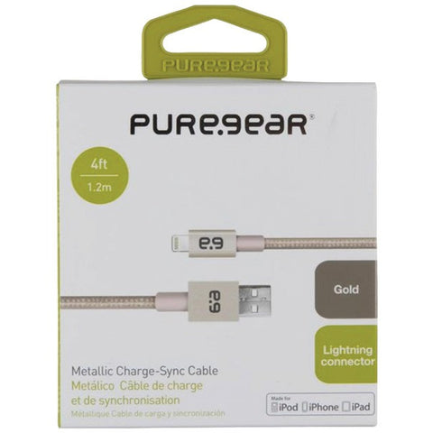 Puregear 99391VRP Charge & Sync Lightning(R) to USB Metallic Braided Rope Cable, 4ft (Gold)
