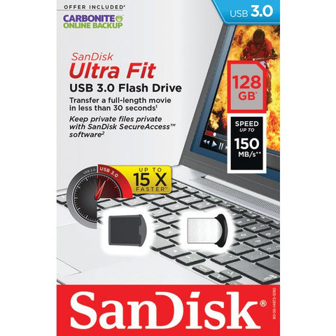 SANDISK SDCZ43-128G-A46 SanDisk 128GB Ultra(R) Fit USB 3.0 Flash Drive