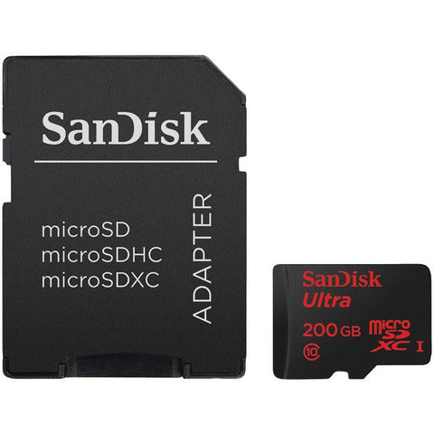 SANDISK SDSDQUAN-200G-A4A 200GB SanDisk Ultra(R) microSDHC(TM)-microSDXC(TM) Memory Card with Adapter