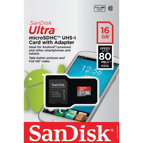 SANDISK SDSQUNC-016G-AN6MA SanDisk Ultra(R) microSDHC(TM) Memory Card (16GB)