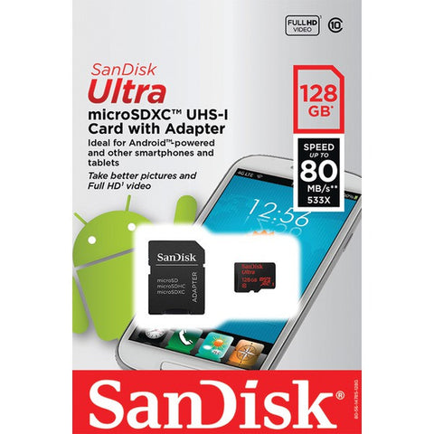 SANDISK SDSQUNC-128G-AN6MA SanDisk Ultra(R) microSDXC(TM) Memory Card (128GB)